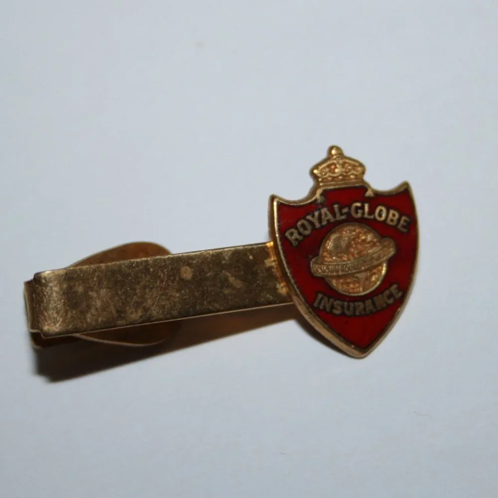 🟡🏛️ Gold “Royal Globe Insurance” Tie Clip · 1 3/8